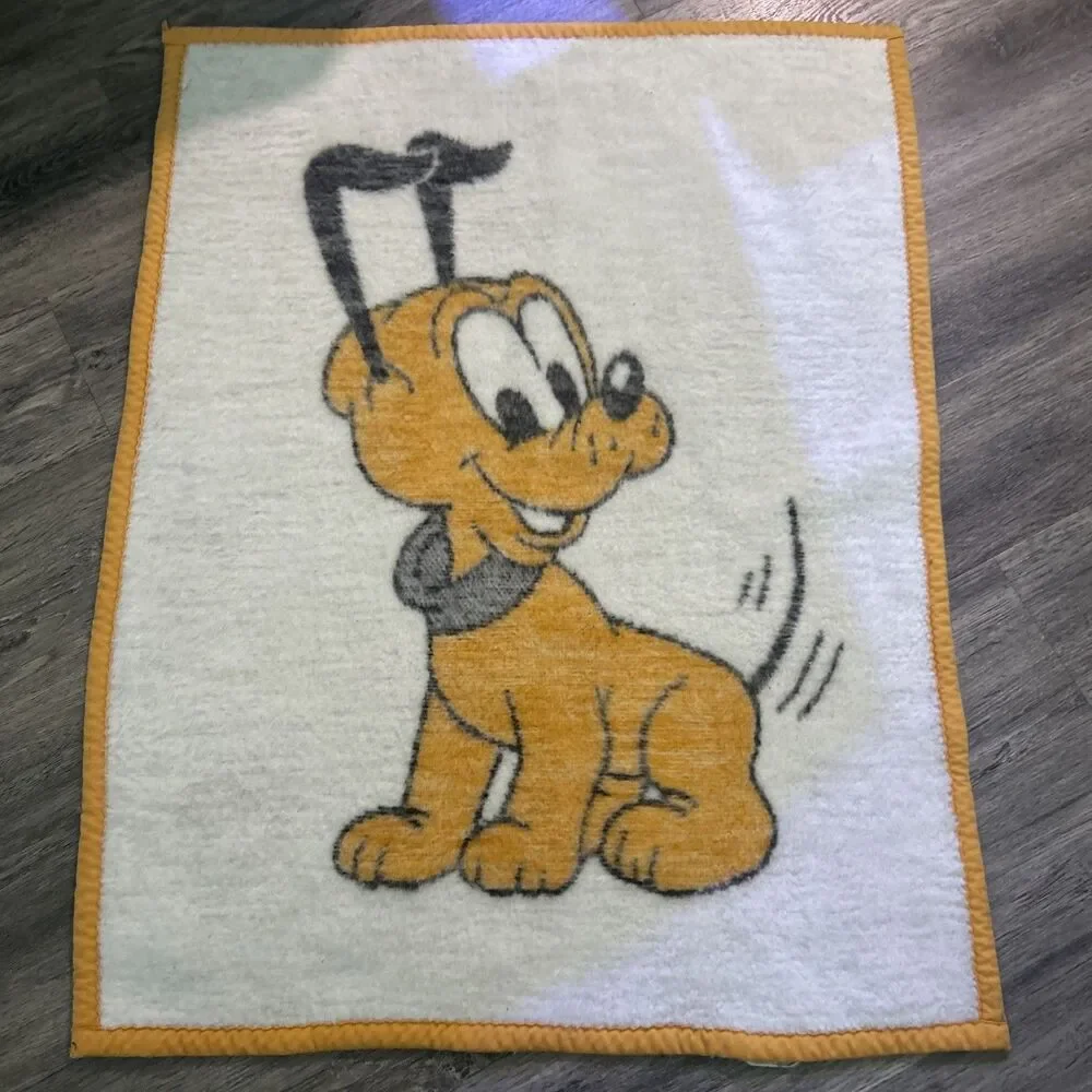 Vintage 1984 Biederlack Disney Baby Pluto Crib Blanket 36x27 Walt Disney Co.